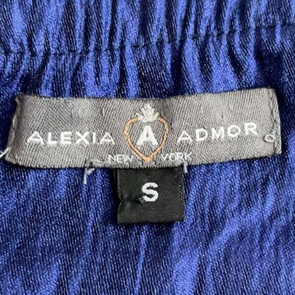 Alexia Admor Blue Satin Flower Ruffled Strapless Dress - Picture 5 of 6